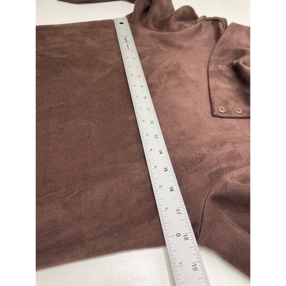 J. McLaughlin Clio Faux Suede Top Button Envelope Collar 3/4 Sleeve Brown XS - Picture 7 of 9